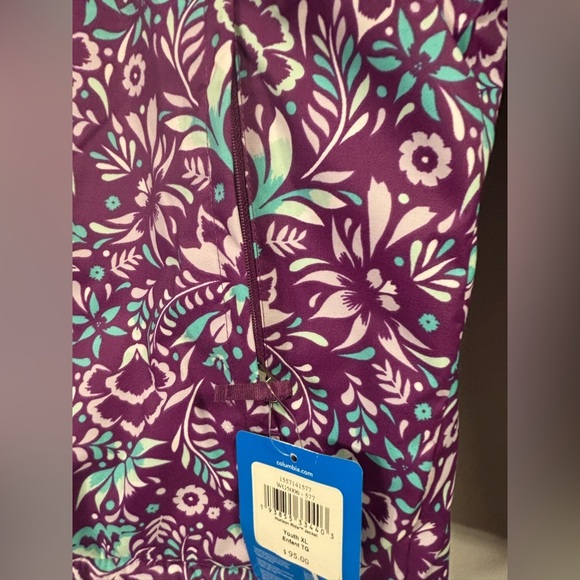 Columbia Kids Raincoat - Purple and Teal Floral - Picture 4 of 13